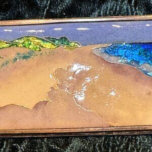 Wave Path Signed J. Markell 1984 French Guilloche Enamel Sterling Silver Scenic
